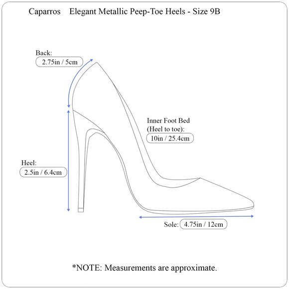 Caparros Pewter Peep-Toe Heels Rhinestone Elegant Metallic Silver Gold โ Size 9B - Picture 9 of 11